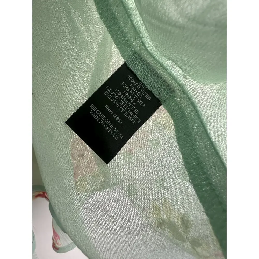 Torrid Off Shoulder Sheer Lace Swiss Dot Top Plus Size 2 2X Green Pink Boho Chic - Picture 5 of 10